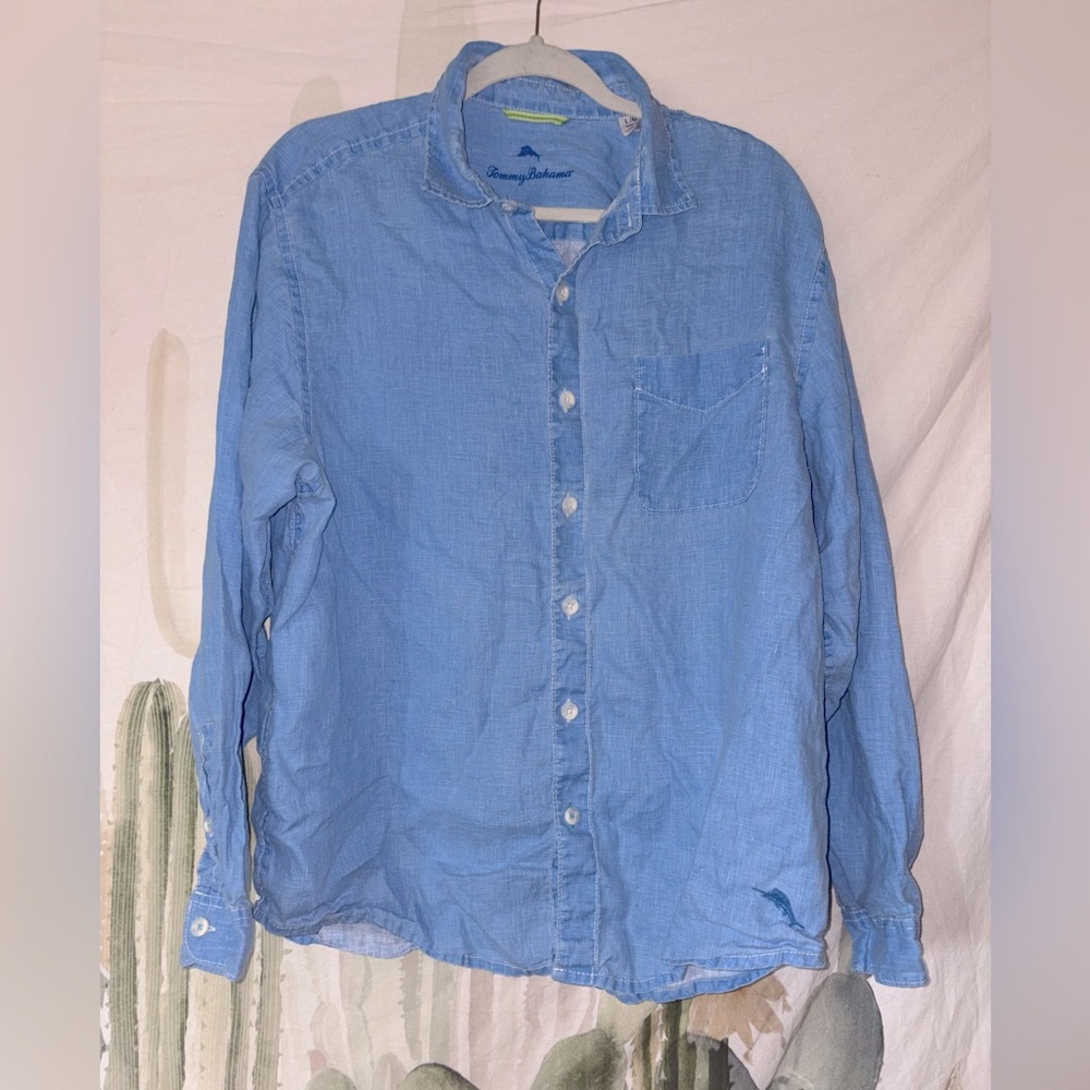 Men’s Linen Tommy Bahama Long Sleeve Button Down 🌵Large